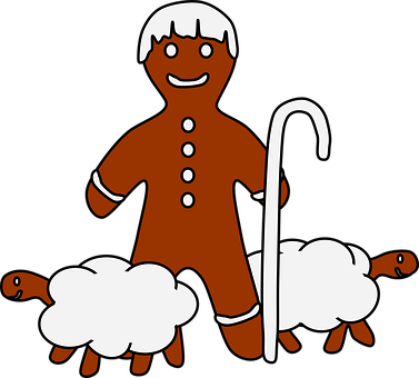 Gingerbread Manand Sheep Cartoon PNG with transparent background