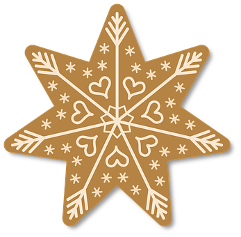 Gingerbread Snowflake Decoration PNG with transparent background