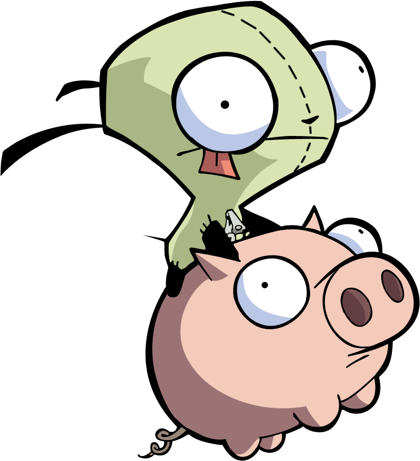 Gir Riding Pig Cartoon