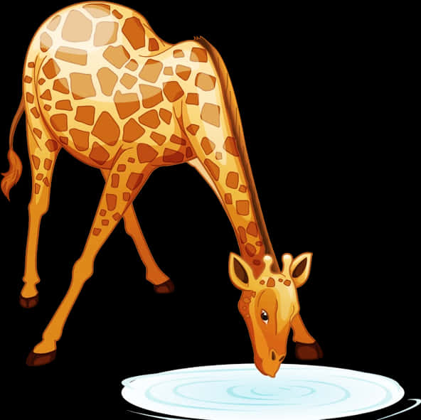 Giraffe Drinking Water Cartoon