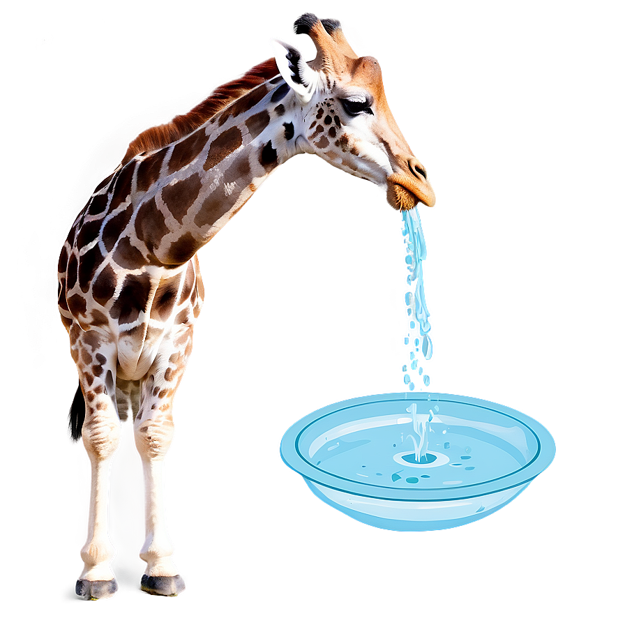 Giraffe Drinking Water Png Pan51