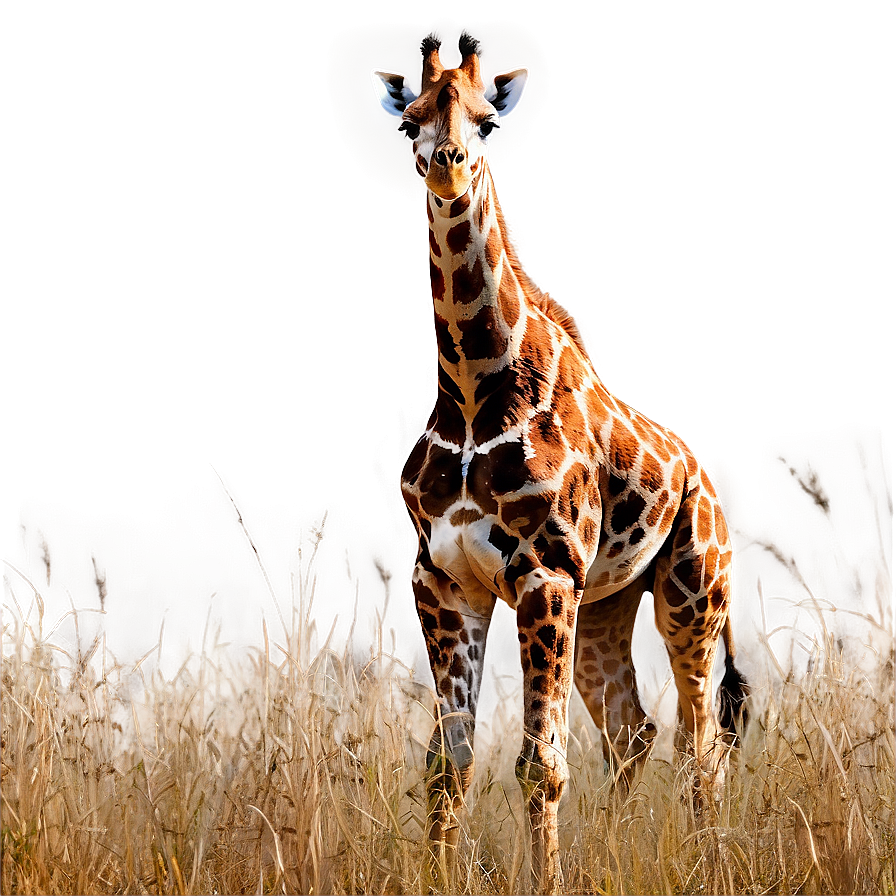 Giraffe In Wild Grass Png Xbk33