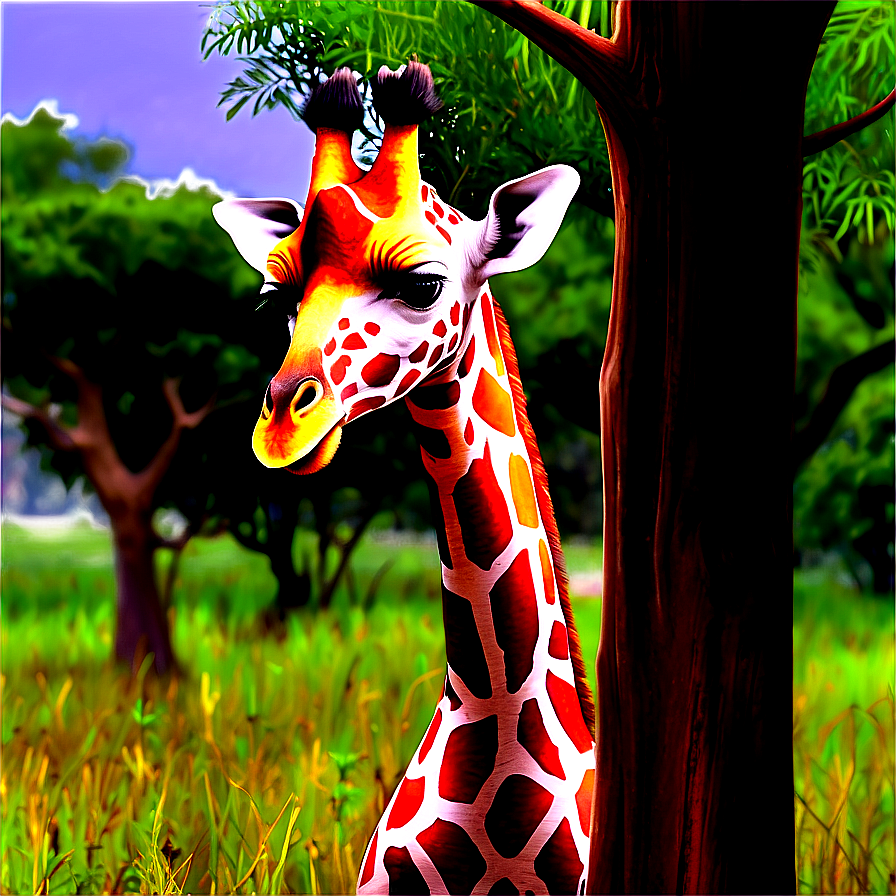 Giraffe Under Acacia Tree Png 82