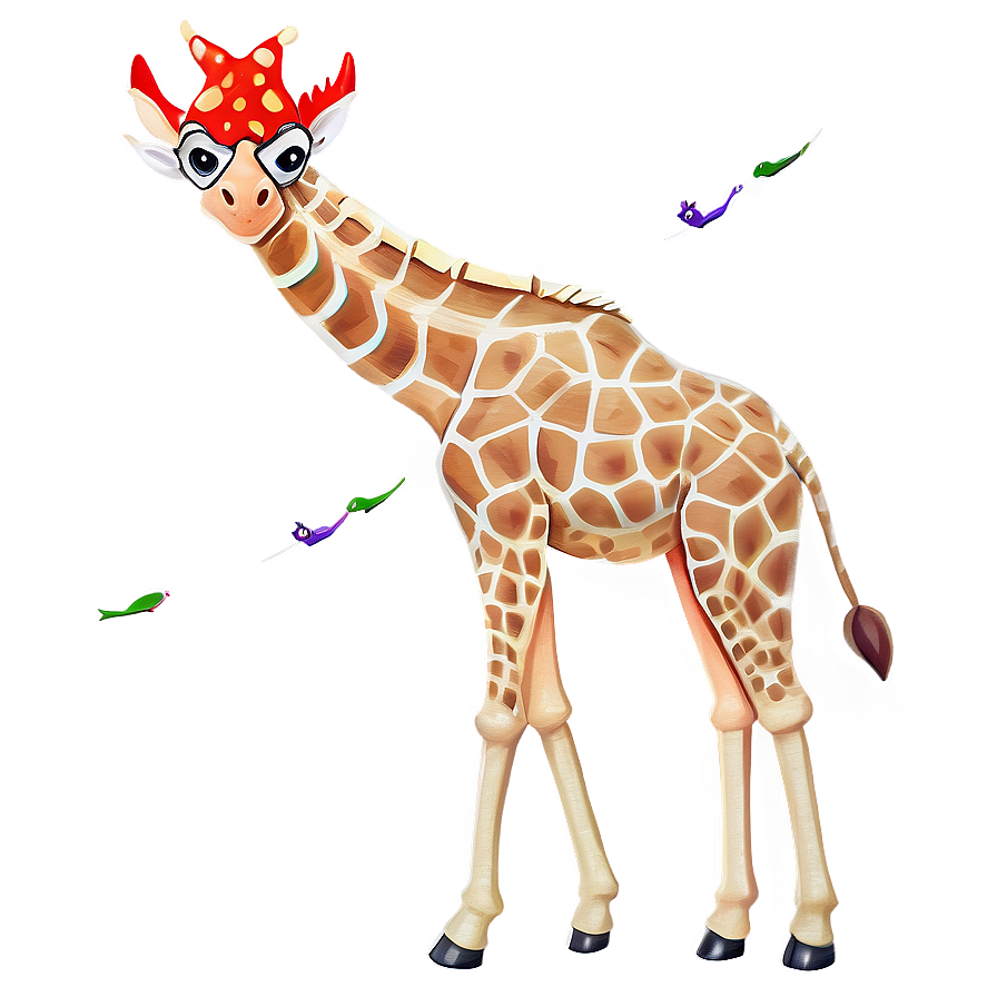 Giraffe With Birds Png 29