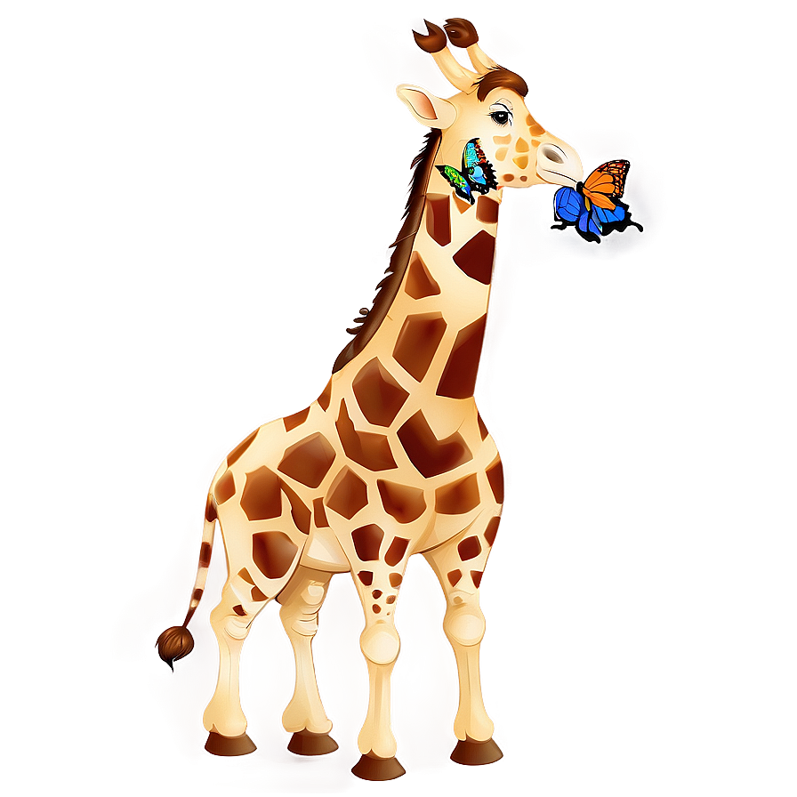 Giraffe With Butterfly Png 92