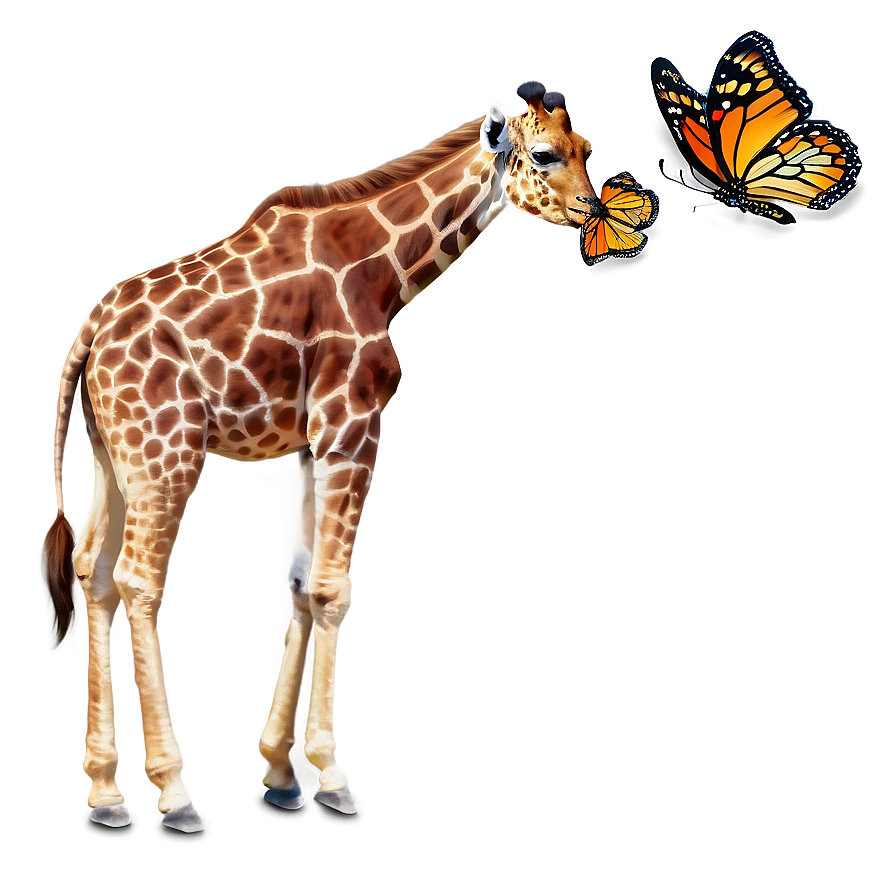 Giraffe With Butterfly Png Kyo45