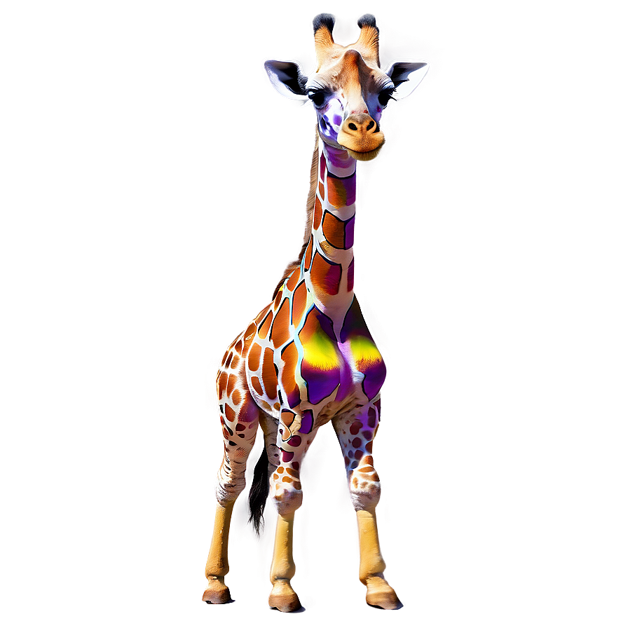 Giraffe With Colorful Spots Png Ier