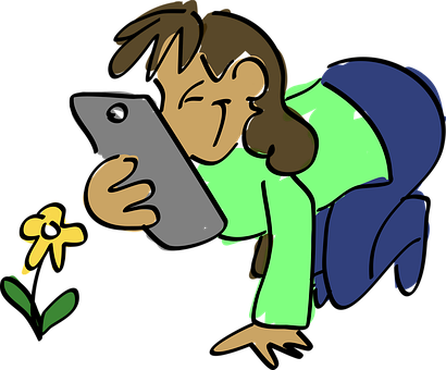 Girl Engrossedin Smartphone Cartoon PNG with transparent background