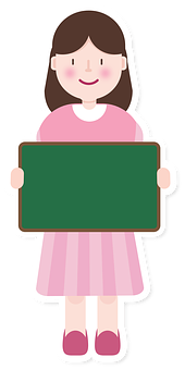 Girl Holding Sign Illustration