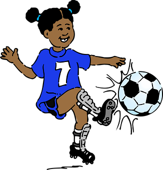 Girl Playing Soccer Cartoon