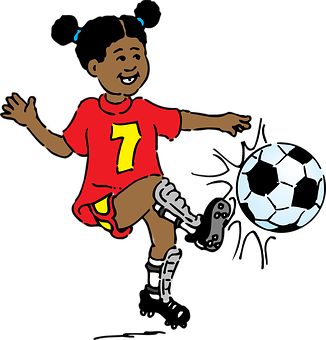 Girl Playing Soccer Cartoon