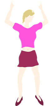 Girl Raising Hands Silhouette