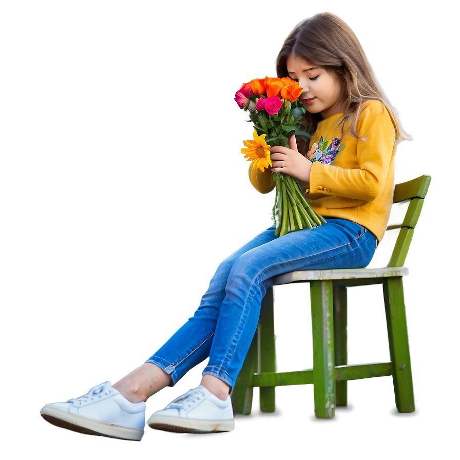 Girl With Flowers Png Bbn