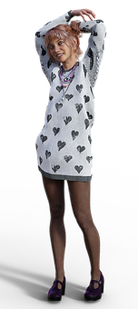 Girlin Heart Print Dress