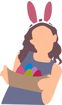 Girlwith Bunny Ears Holding Easter Eggs