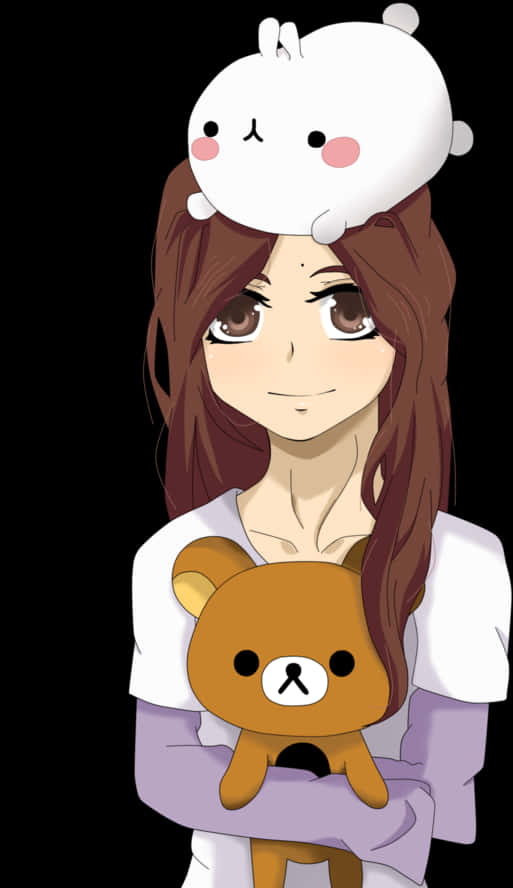 Girlwith Rilakkumaand Korilakkuma PNG with transparent background