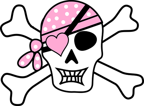 Girly Pirate Skulland Crossbones PNG with transparent background