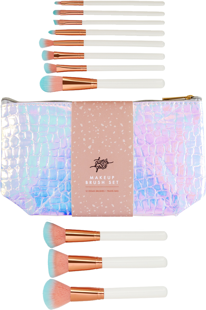 Glam Grace Makeup Brush Set PNG with transparent background