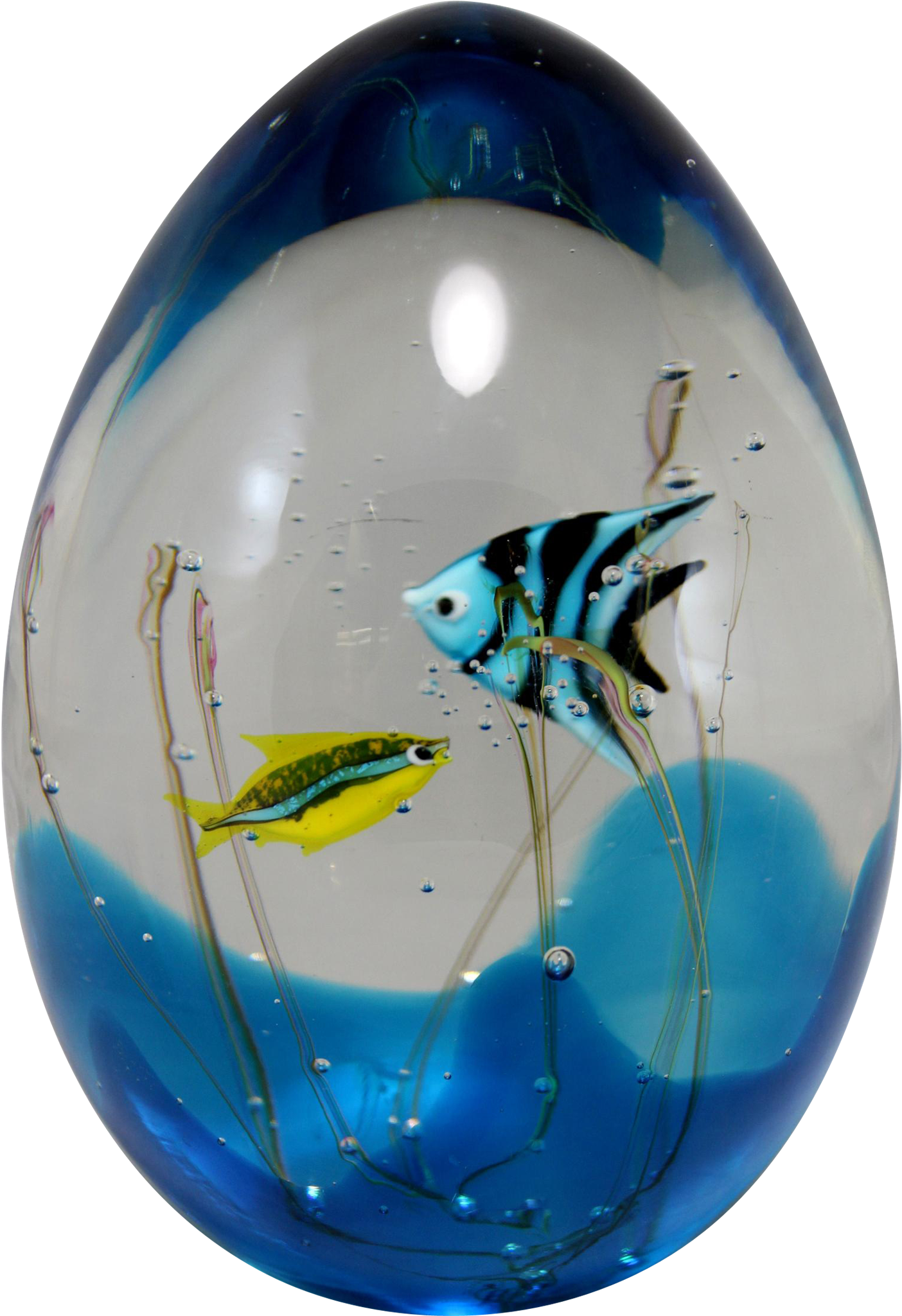 Murano Signed Art Glass Aquarium Sculpture With Fish, HD Png Download PNG with transparent background