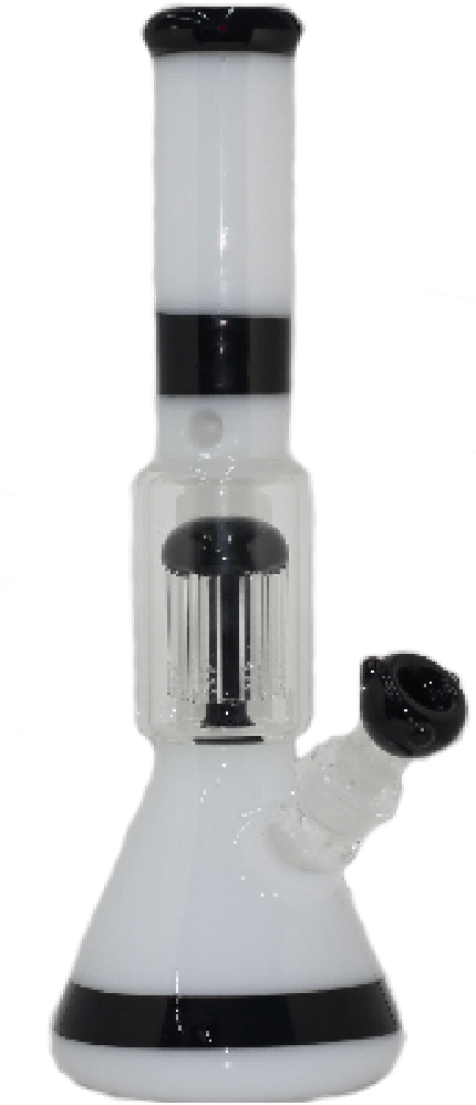 Water Pipe 16″ Black And White Beaker - Glass Bottle, HD Png Download PNG with transparent background