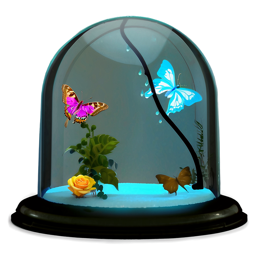 Glass Dome With Butterfly Png Hbh