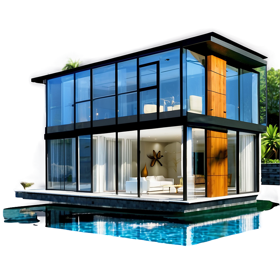 Glass-walled Modern House Designs Png Wng