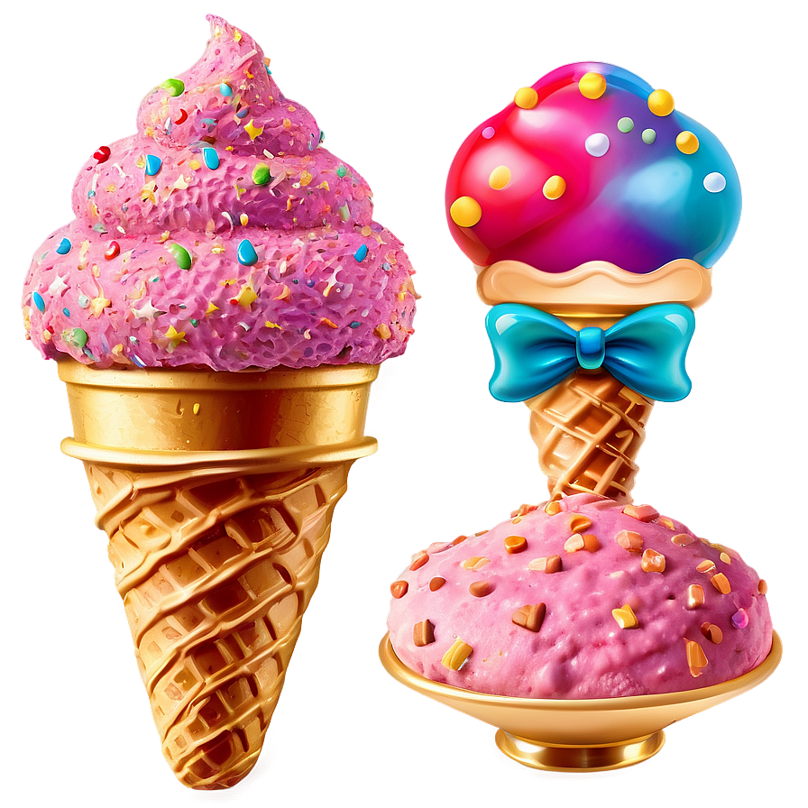 Glitter Ice Cream Cone Png 05252024