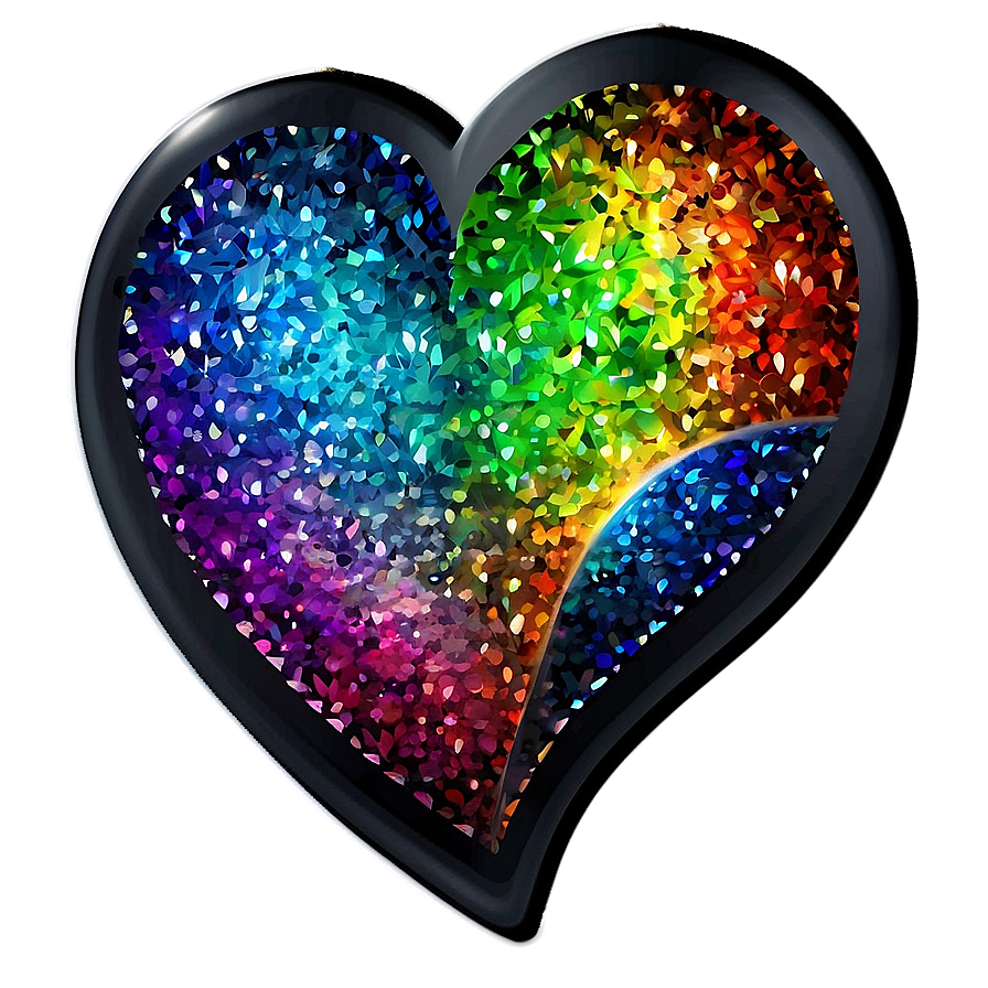 Glitter Rainbow Heart PNG aga PNG with transparent background