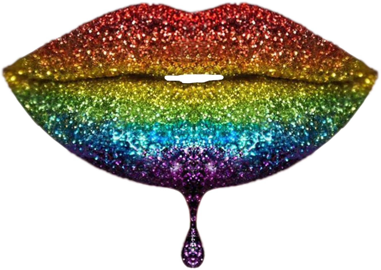 Glitter Rainbow Lips Art PNG with transparent background