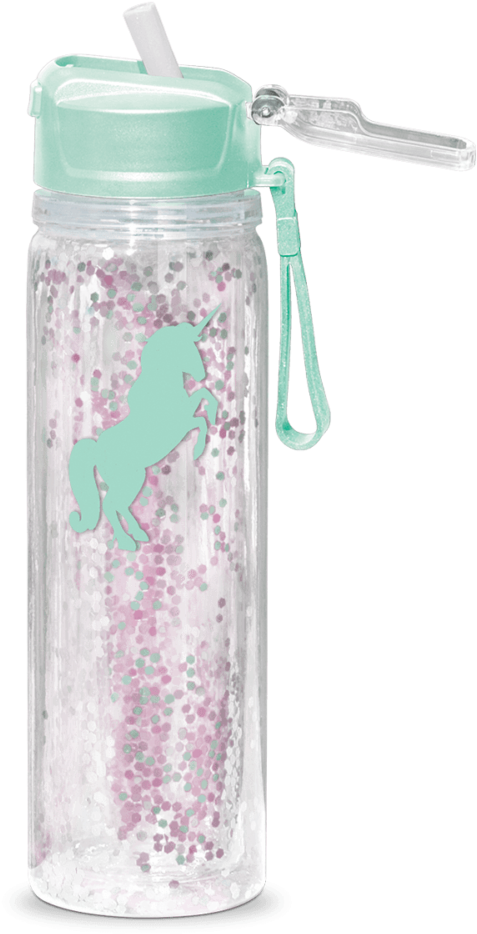 Glitter Unicorn Water Bottle PNG with transparent background