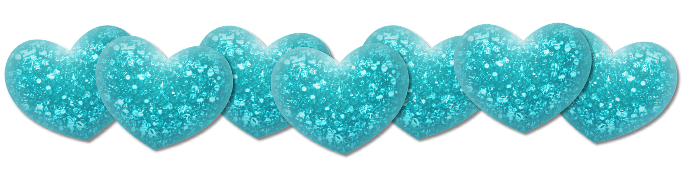 Glittering Teal Hearts Pattern PNG with transparent background