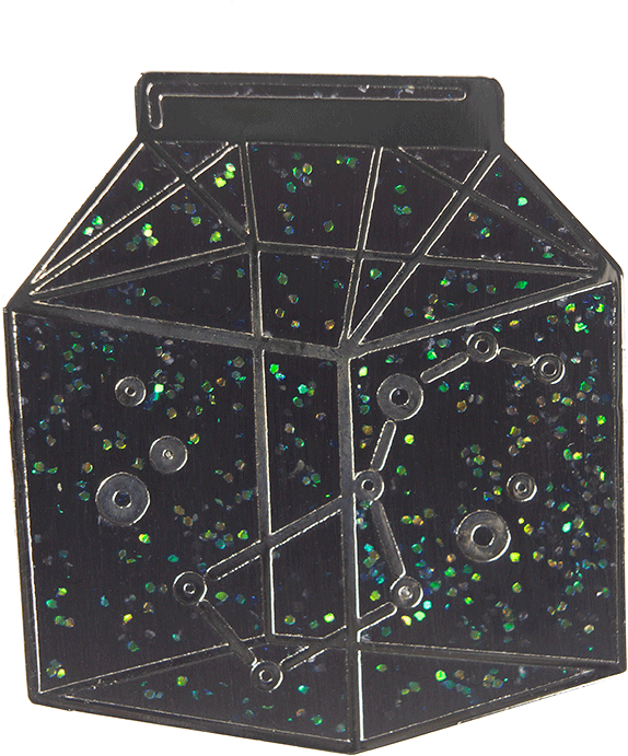 Glittery Black Milk Carton Pin