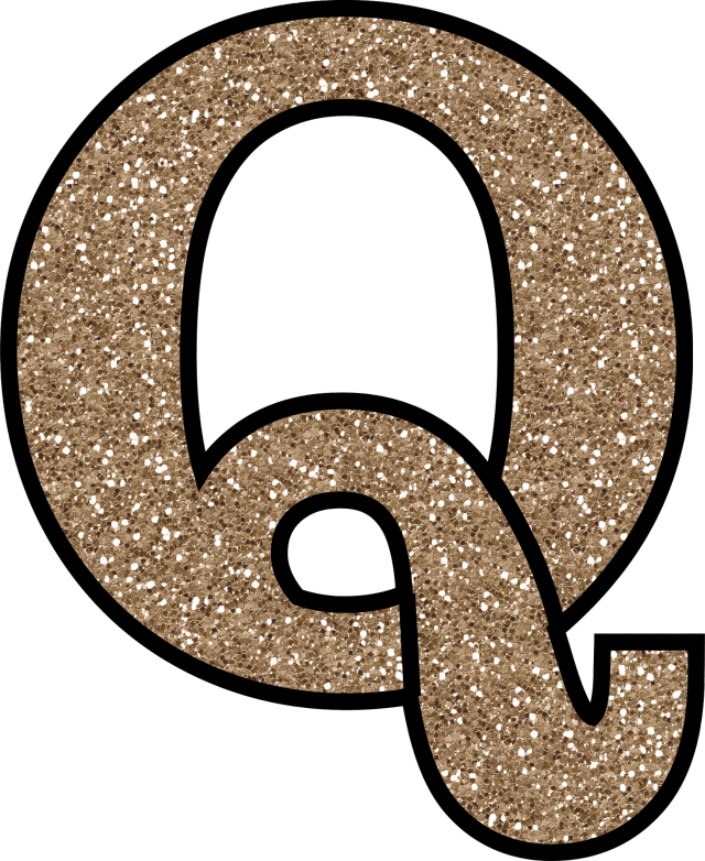 Glittery Brown Letter Q