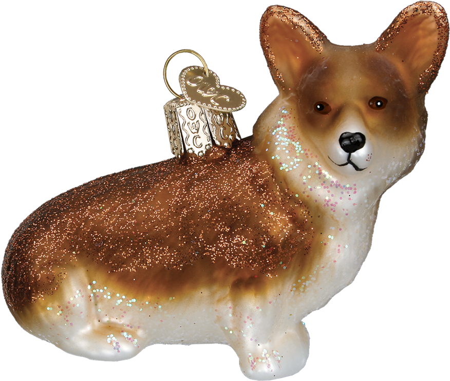 Glittery Corgi Christmas Ornament