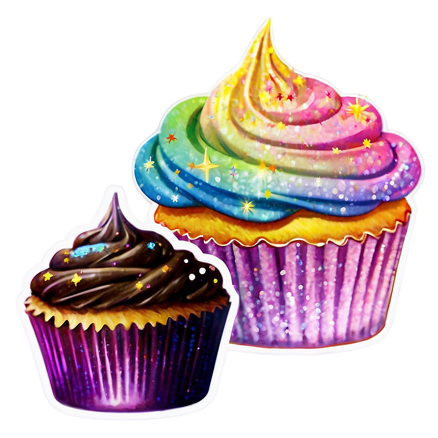 Glittery Cupcake Sticker Png 05252024