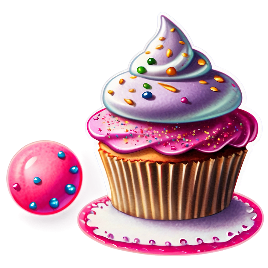 Glittery Cupcake Sticker PNG 34 PNG image with a transparent background, free high-resolution download