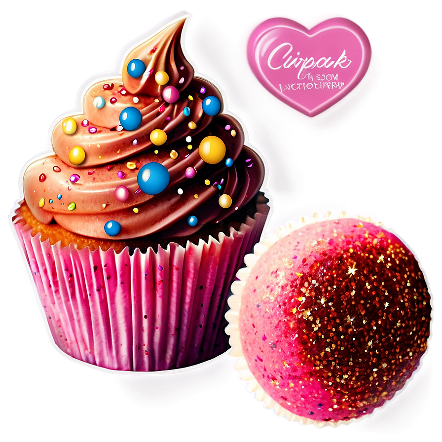 Glittery Cupcake Sticker PNG ybc42 PNG image with a transparent background, free high-resolution download