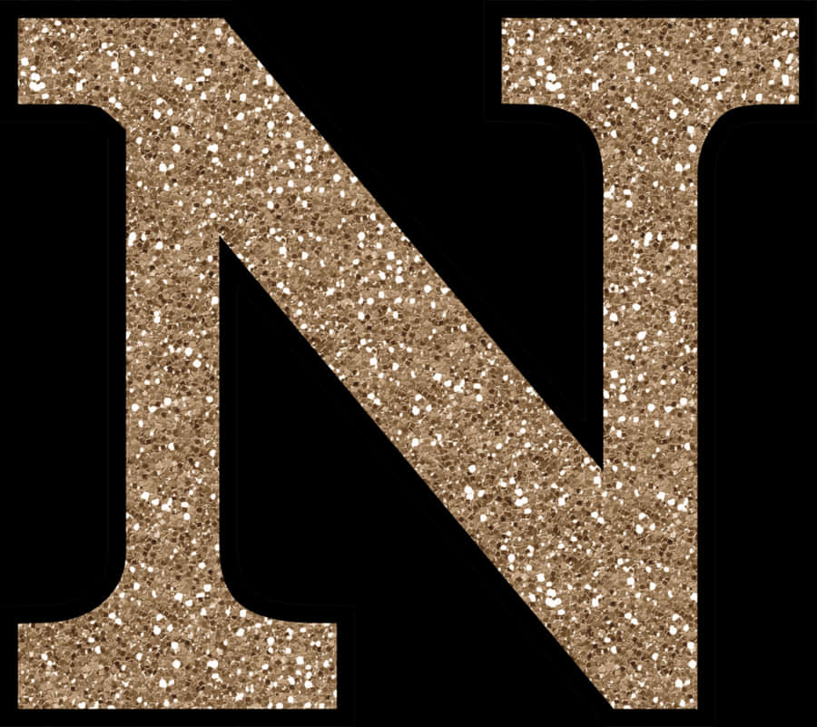 Glittery Gold Letter N PNG with transparent background