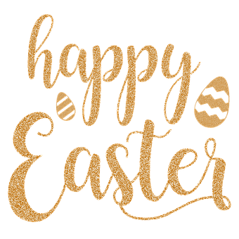 Glittery Happy Easter Greeting PNG with transparent background