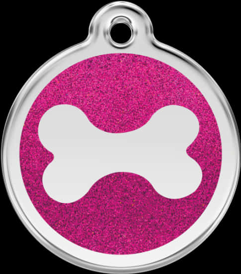 Glittery Pink Dog Bone Tag PNG with transparent background