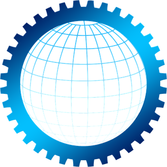 Global Gear Graphic PNG with transparent background