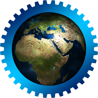 Global Industry Gear Concept PNG with transparent background