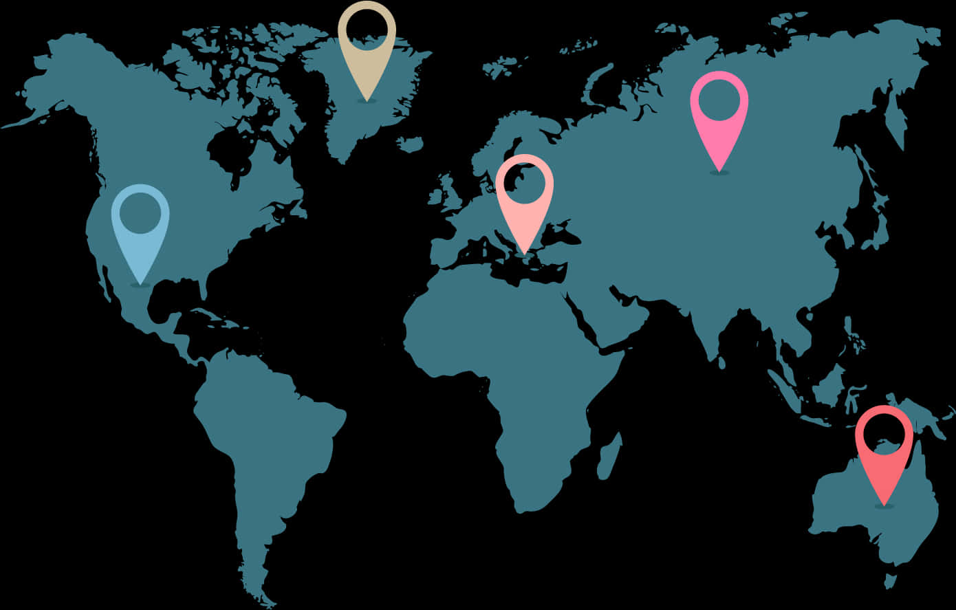 Global Mapwith Pins PNG with transparent background