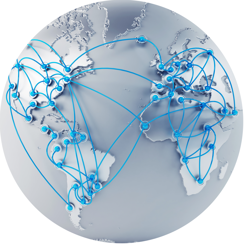 Global Network Connections Map PNG with transparent background