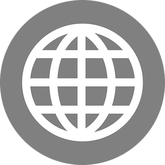 Global Network Icon Gray Background PNG with transparent background