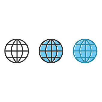 Globe Icons Progression PNG with transparent background