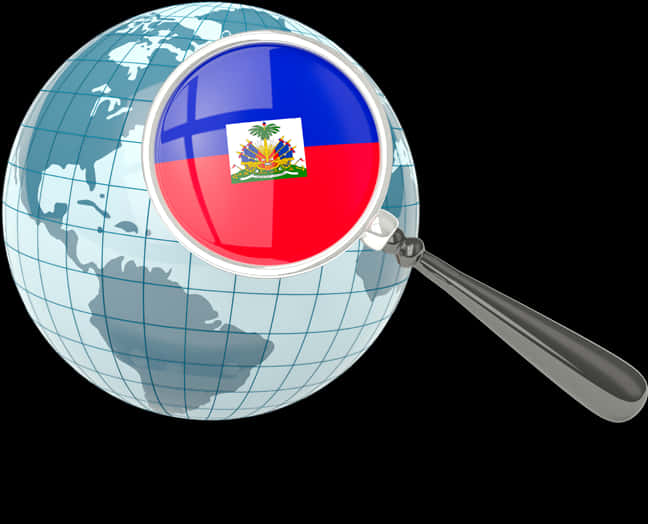 Globewith Magnifying Glass Haiti