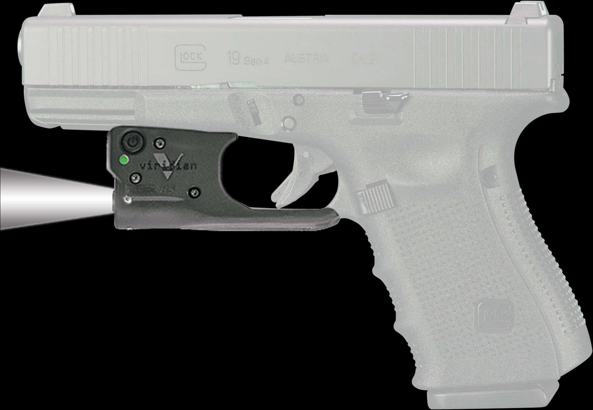 Glock Pistolwith Laser Sight PNG with transparent background