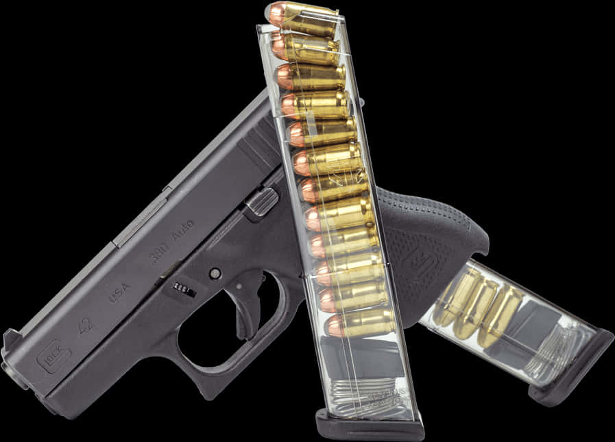 Glock Pistolwith Transparent Magazine PNG with transparent background