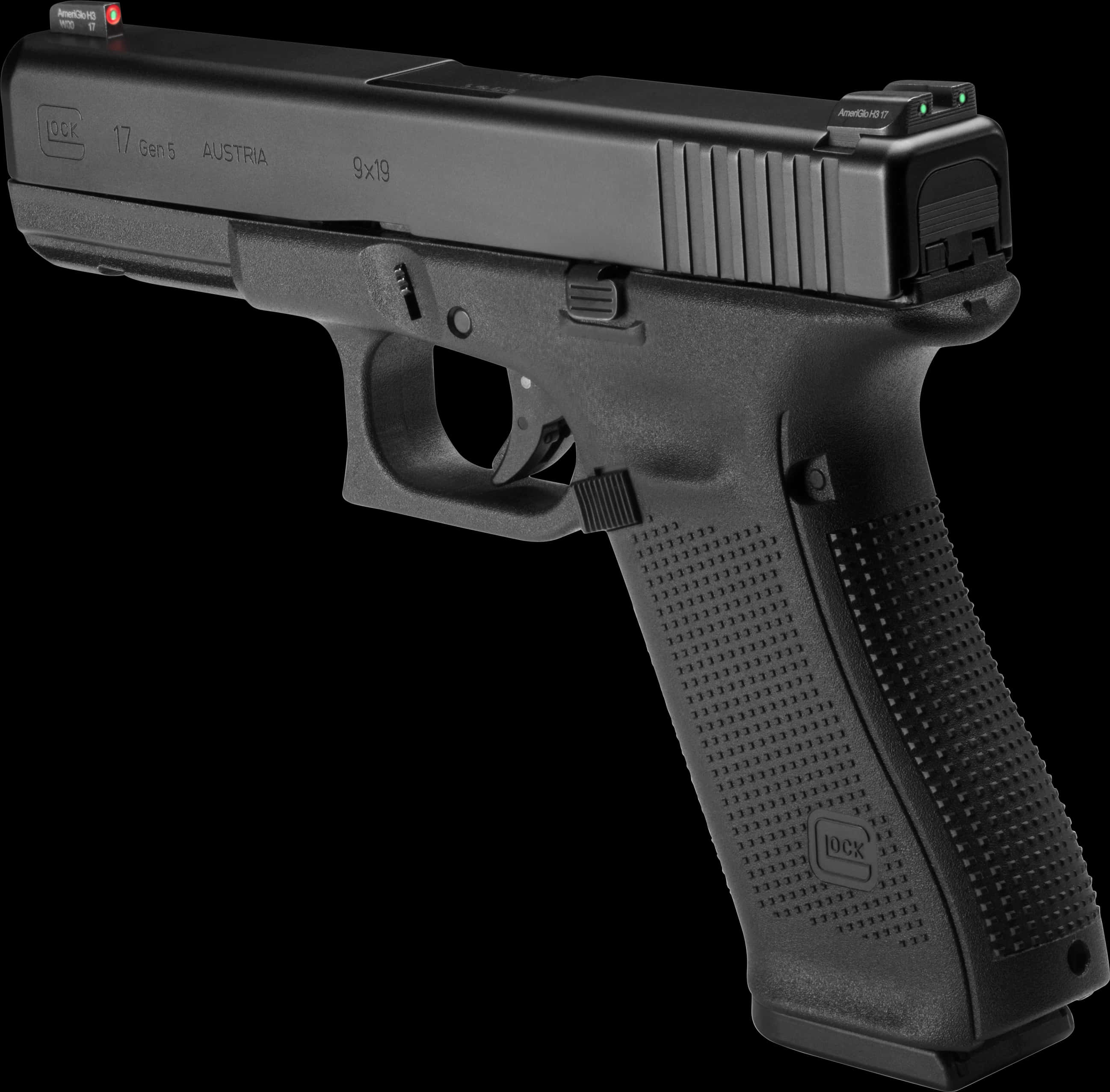 Glock17 Gen5 Side View PNG with transparent background